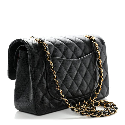 Caviar Quilted Small Double Flap Black