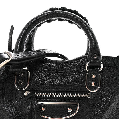 Chevre Silver Metallic Edge Hardware Nano City Black