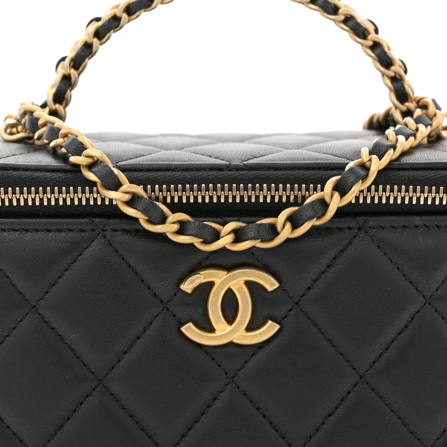 Lambskin Quilted Pick Me Up Vanity Case Black