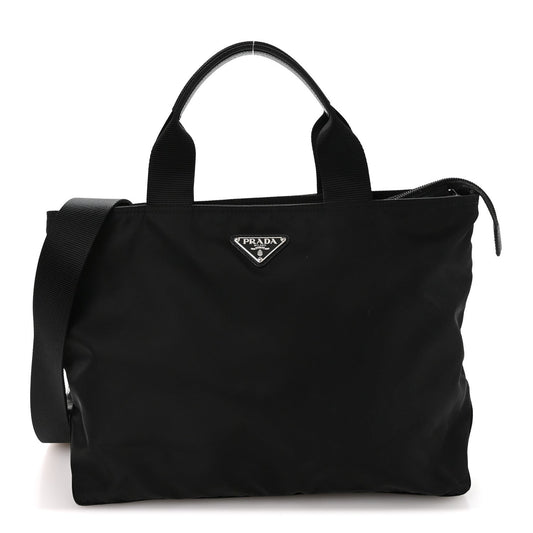 Nylon Vela East West Shopper Tote Black