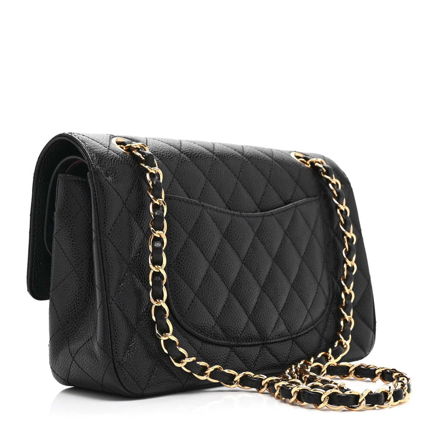 Caviar Quilted Medium Double Flap Black