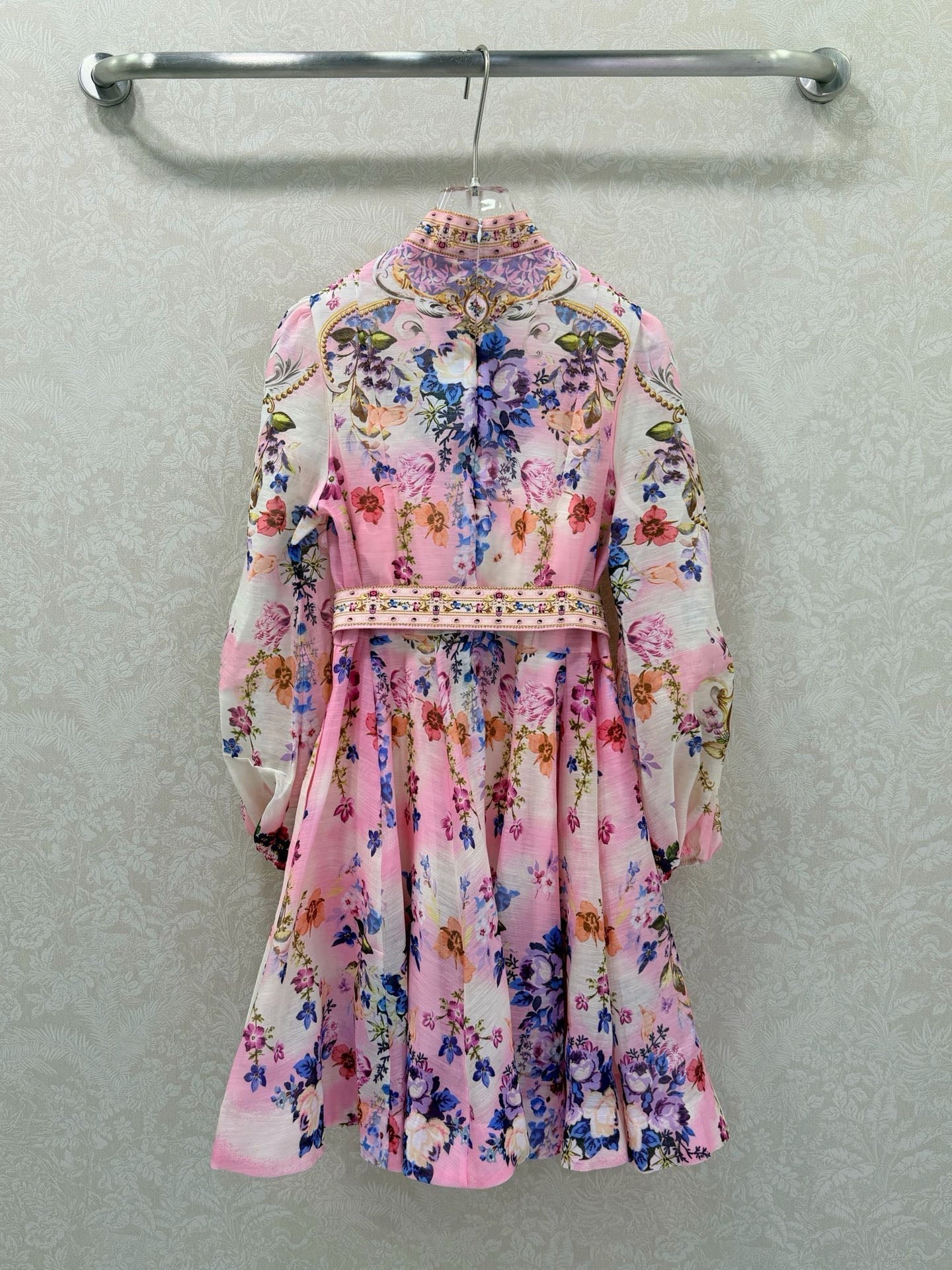 Zimmermann Button Front Frill Dress Palatial Pastels Cotton 347336