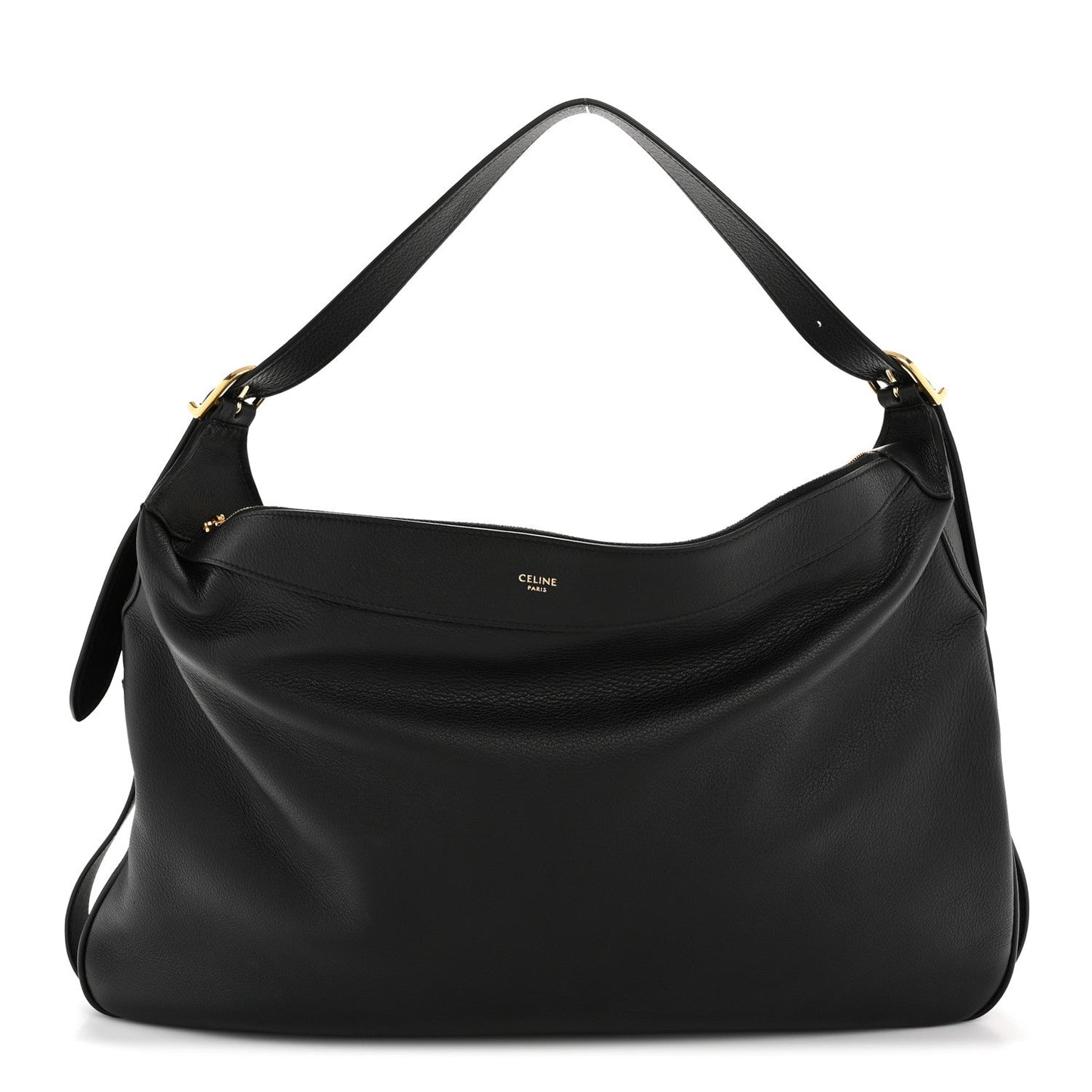 Supple Calfskin Large Romy Shoulder Bag Black