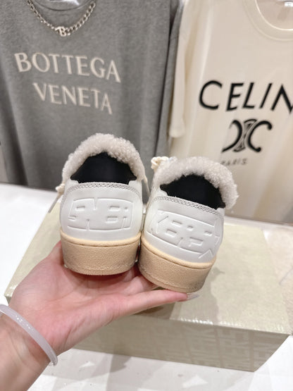 Golden Goose 2025 Wool-Lined Dirty Sneaker Ivory Cowhide 491649