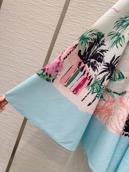 CD 25 Long Skirt Light blue mix Colors Polyester