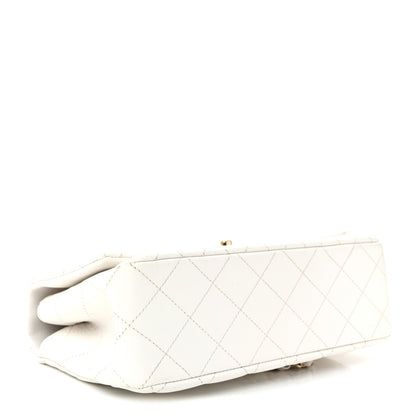 Caviar Quilted Small Top Handle Flap With Chain White
