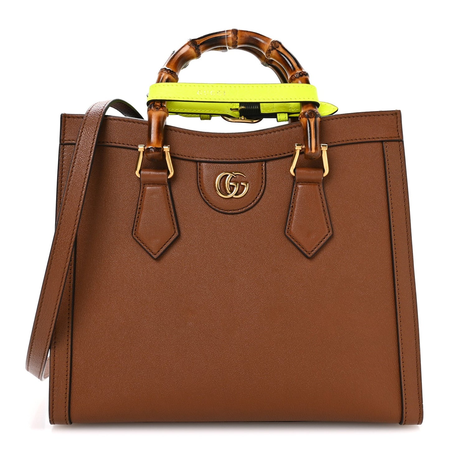 Wonka Grain Calfskin Small Diana Tote Bag Cuir Yellow Fluo