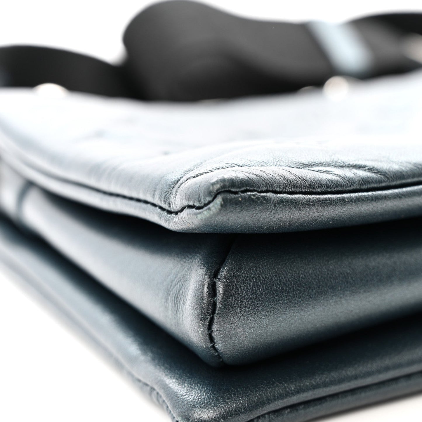 Metallic Lambskin Embossed Monogram Coussin PM Bleu
