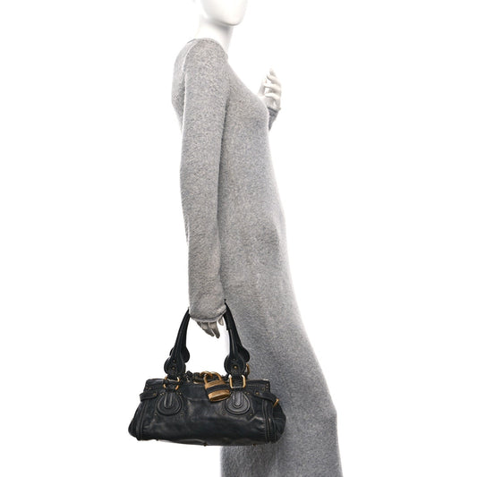 Calfskin Medium Paddington Satchel Black