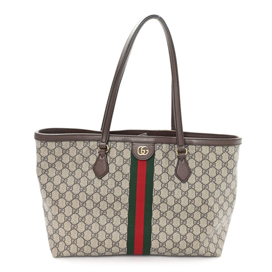GG Supreme Monogram Medium Ophidia Shopping Tote Brown