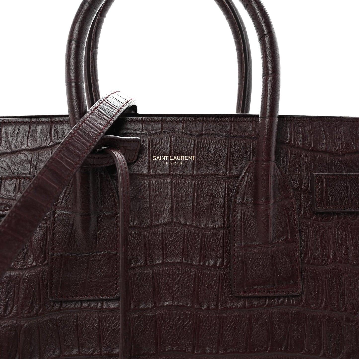 Calfskin Crocodile Embossed Small Sac De Jour Amarena