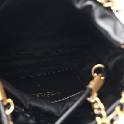 Shiny Calfskin Striped Mini Chanel 22 Black White