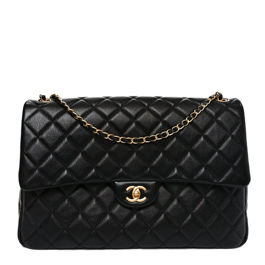 Caviar Quilted Small XXL Travel Flap Bag Black