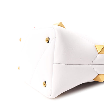 Nappa Small Heart Roman Stud The Handle Bag Ivory White