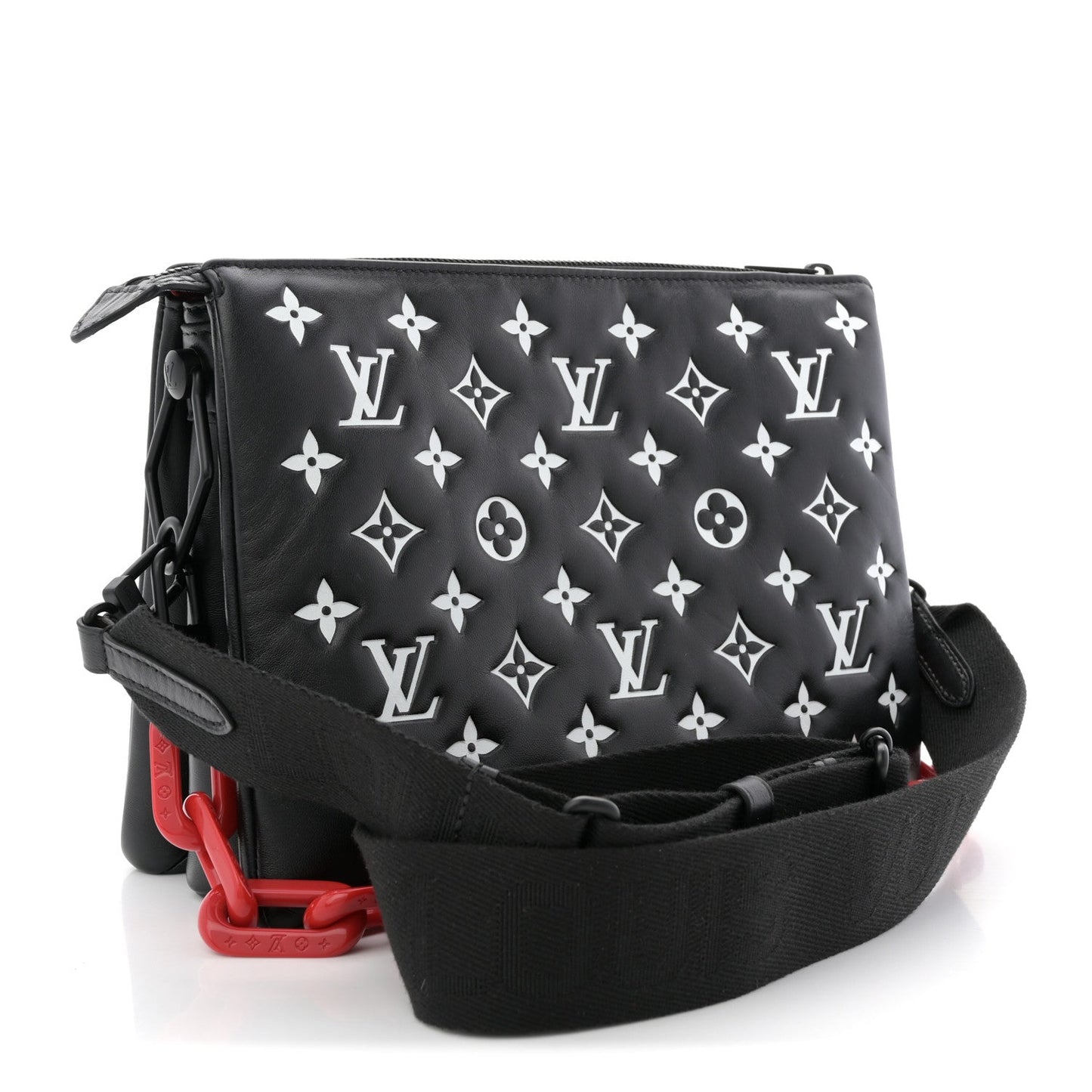 Lambskin Embossed Monogram Coussin PM Black White