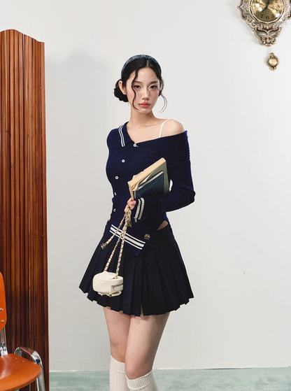 Elegant retro versatile patchwork short skirt autumn mid-waist casual skirt R3333
