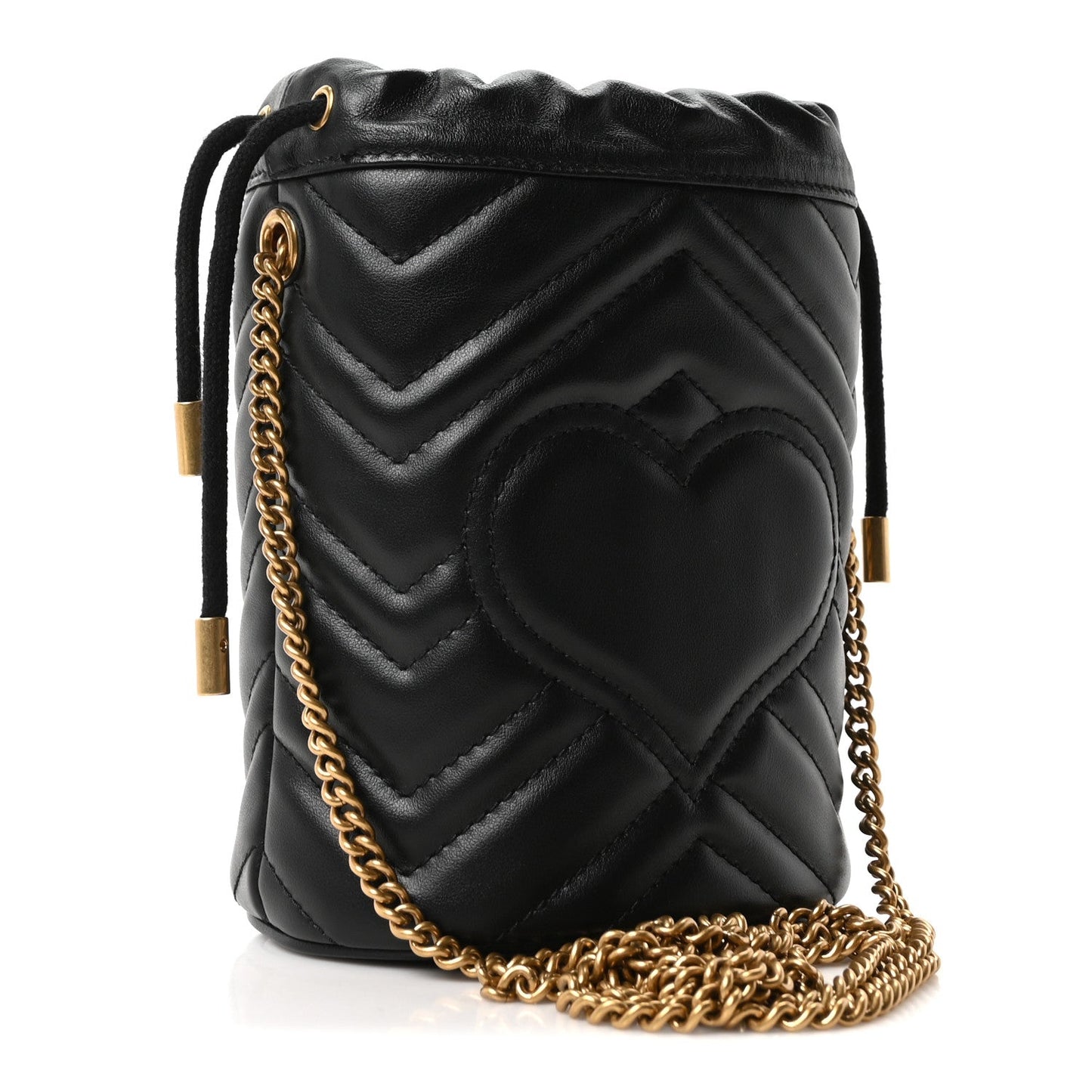 Calfskin Matelasse Mini GG Marmont 2.0 Bucket Bag Black