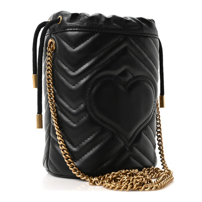 Calfskin Matelasse Mini GG Marmont 2.0 Bucket Bag Black