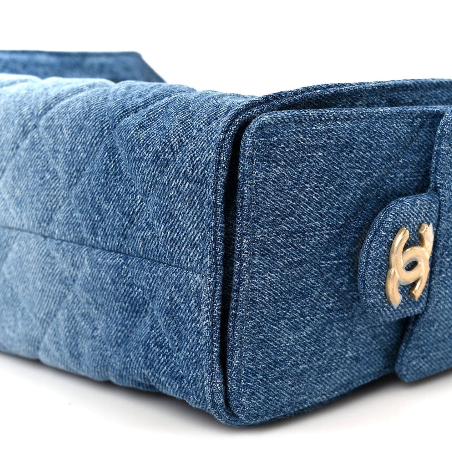 Washed Denim Quilted Mini Chanel 25 Handbag Blue