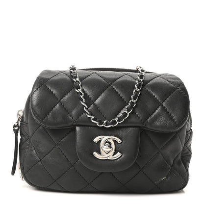 Lambskin Stitched New Mini Flap Black