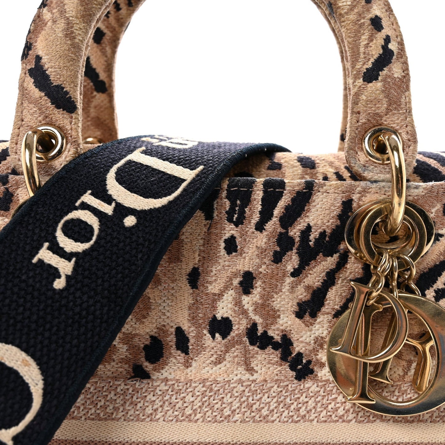 Canvas Embroidered Medium Tie And Dior Lady D-Lite Multicolor