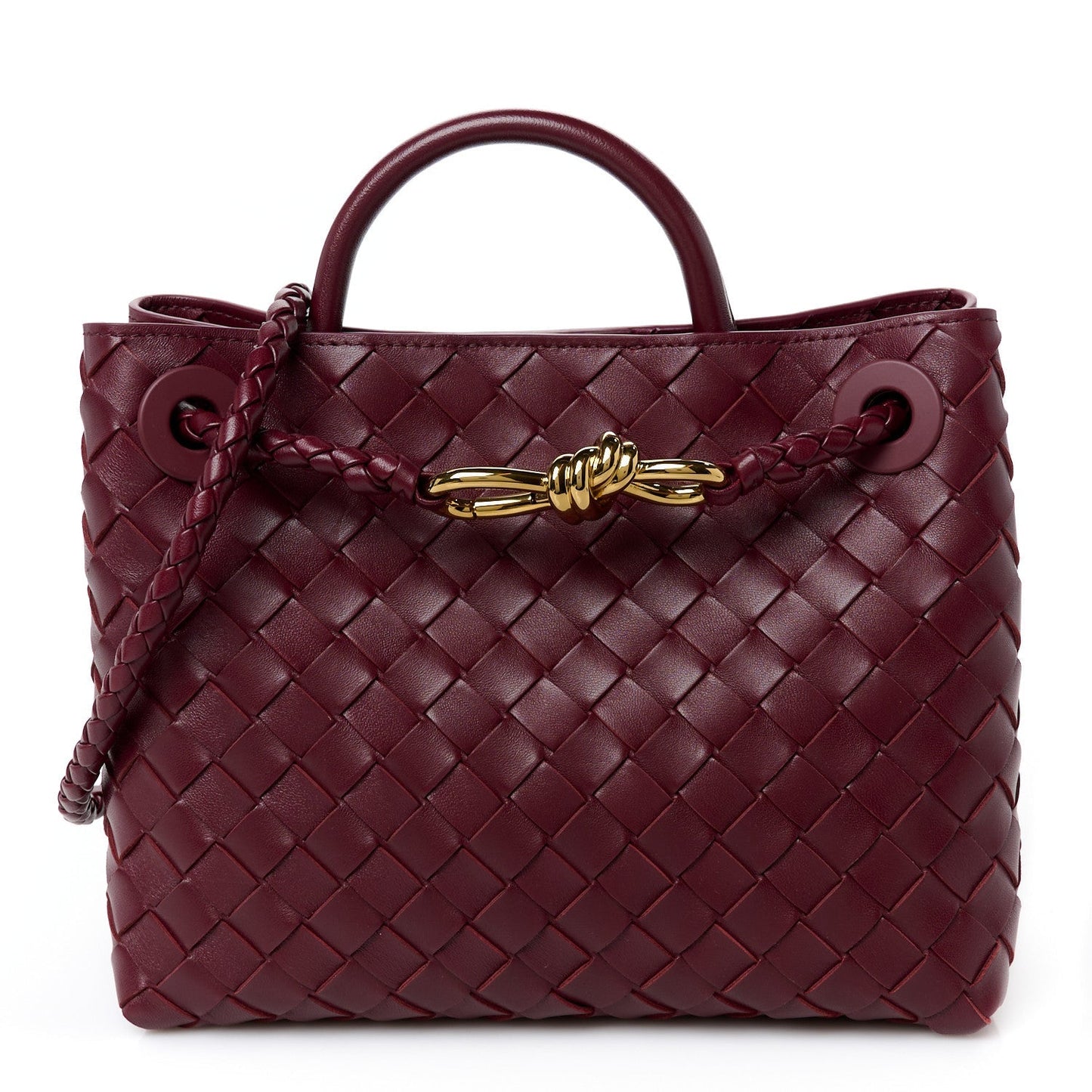 Nappa Intrecciato Small Andiamo Shoulder Bag Barolo