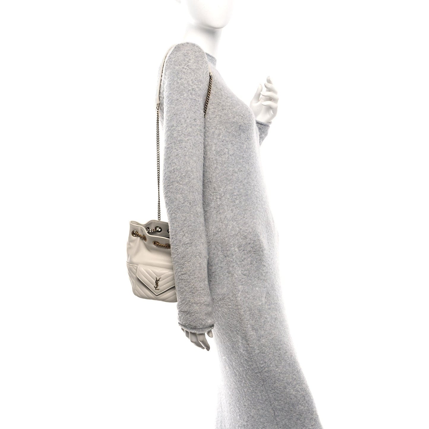 Lambskin Matelasse Monogram Joe Nano Bucket Bag Crema Soft