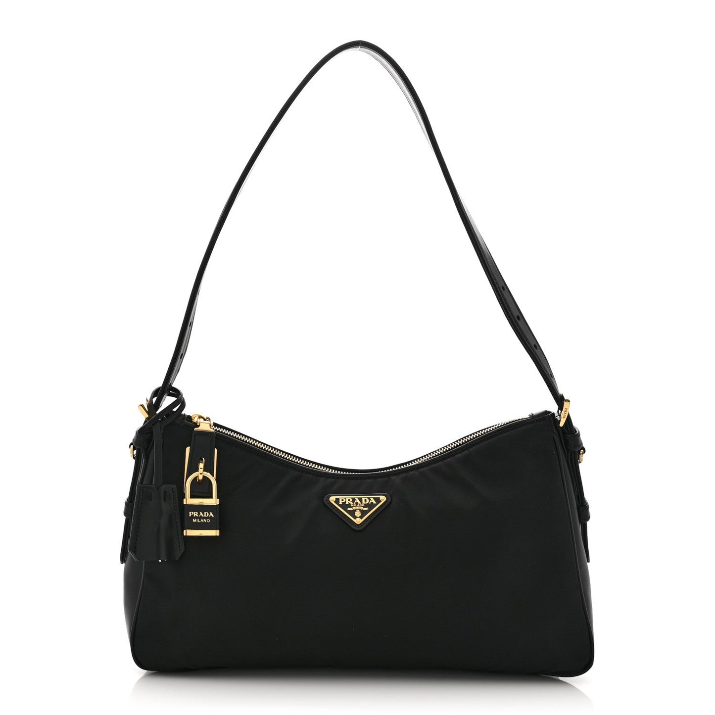 Re-Nylon Vitello Large Aimee Shoulder Bag Black