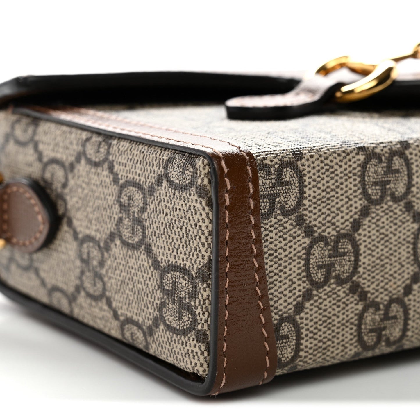 GG Supreme Monogram Mini Horsebit 1955 Shoulder Bag Beige Brown Sugar