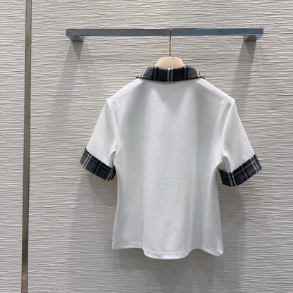 Miu SS26 Set Polo Shirt Pleated Skirt White Charcoal Grey Polyester Cotton 351269