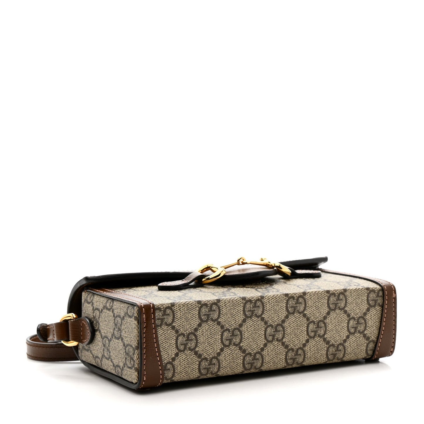 GG Supreme Monogram Mini Horsebit 1955 Shoulder Bag Beige Brown Sugar