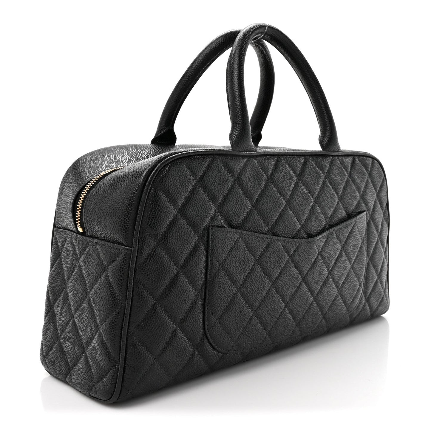 Caviar Quilted Large Bowler Black