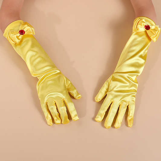 Children's Satin Bow Gloves Children's Performance Party Dress Accessories Sun Protection Long     S6266