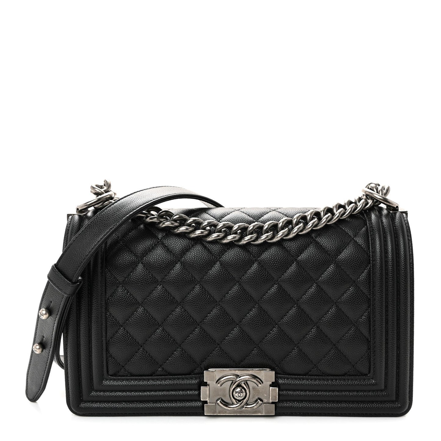 Caviar Quilted Medium Boy Flap Black