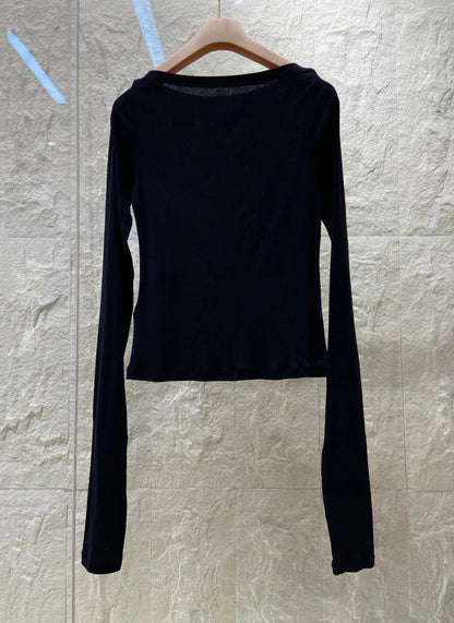 OFF SHOULDER LOGO T SHIRT 25S IN KATUN 266111