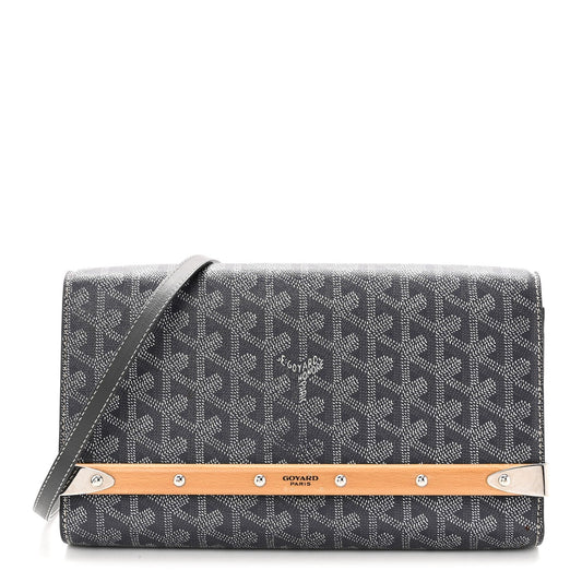 Goyardine Monte Carlo Bois Clutch With Strap Gray