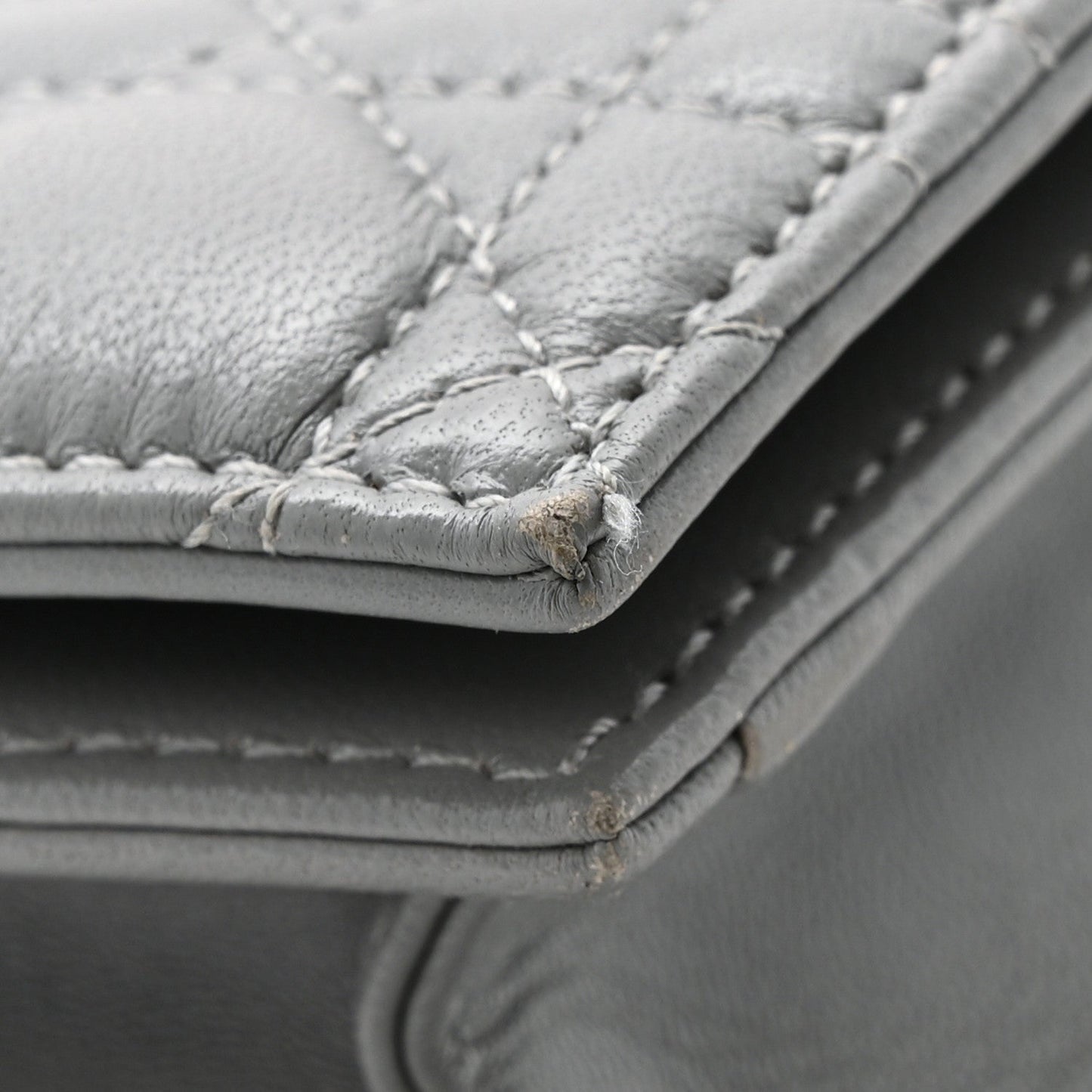 Lambskin Cannage Lady Dior Convertible Clutch Grey