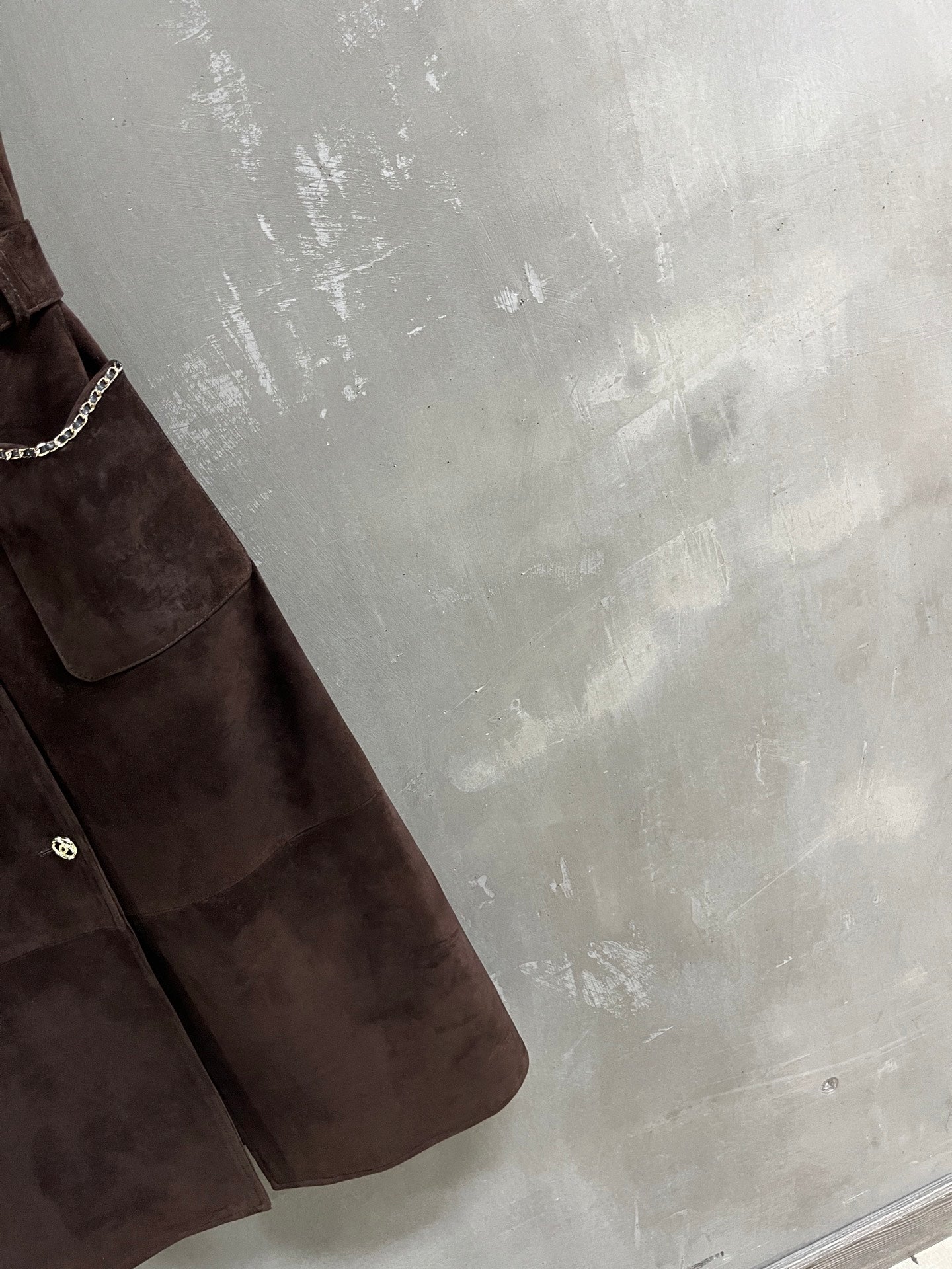 CC 25 Chain Trench Vest Coat Blend Chocolate Brown Cashmere