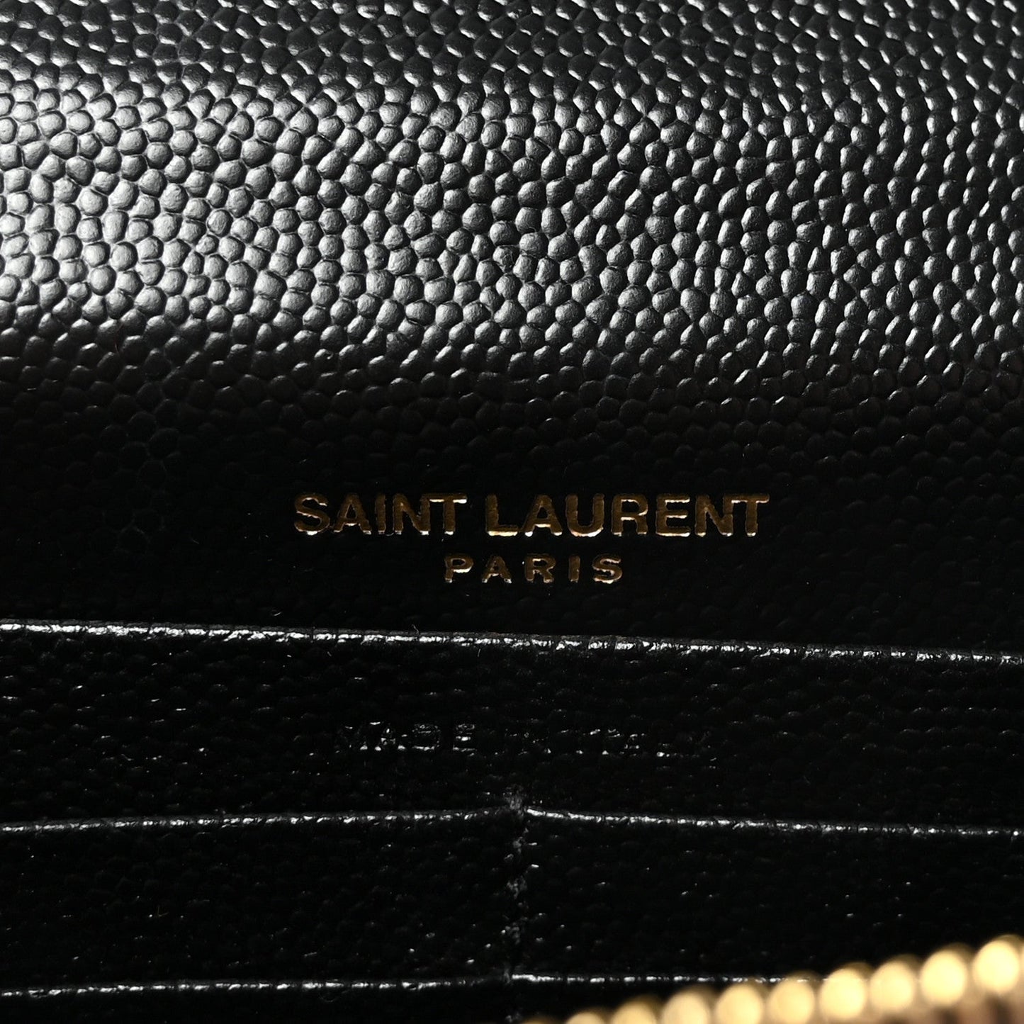 Grain De Poudre Matelasse Chevron Monogram Envelope Chain Wallet Black