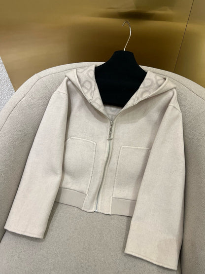 HM 25 Classic Pig Nose Monogram Hooded Coat White Cashmere 305169