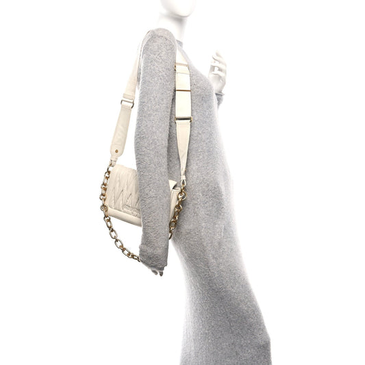 Nappa Matelasse Chain Shoulder Bag White