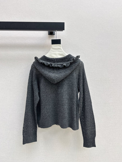 DIOR 25S HOODED KNIT CARDIGAN WITH CUTOUT DESIGN 616