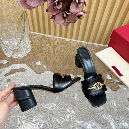High Heel 70 Mule Sandal The Bold Edition Vlogo Square Toe Black