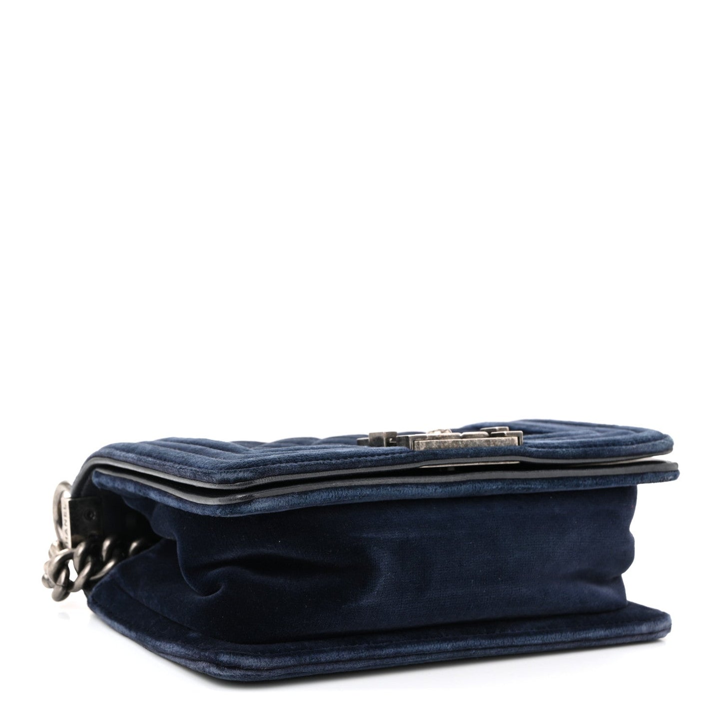 Velvet Quilted Small Boy Flap Blue