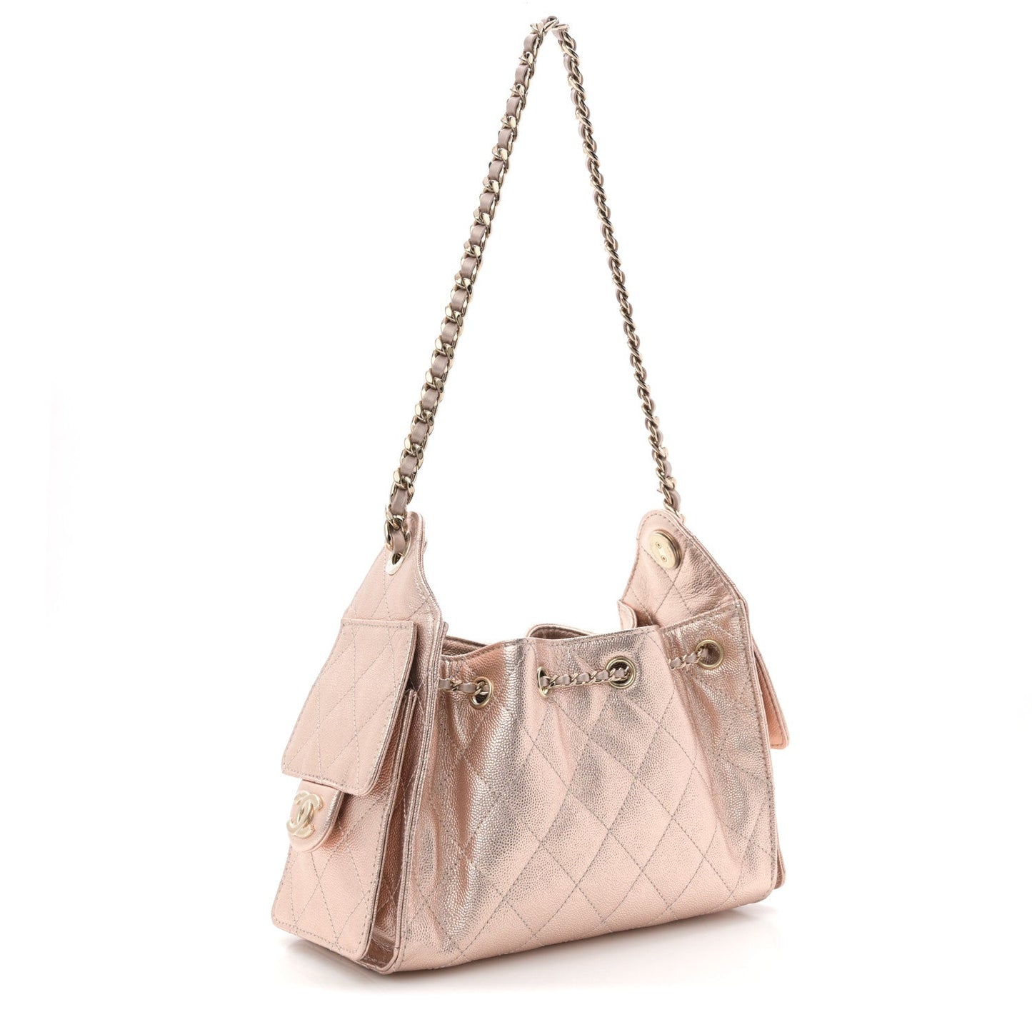 Metallic Caviar Quilted Mini Chanel 25 Handbag Copper