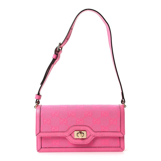 GG Monogram Scratch Lux Calfskin Mini Luce Shoulder Bag Blossom Rose Dark Blossom