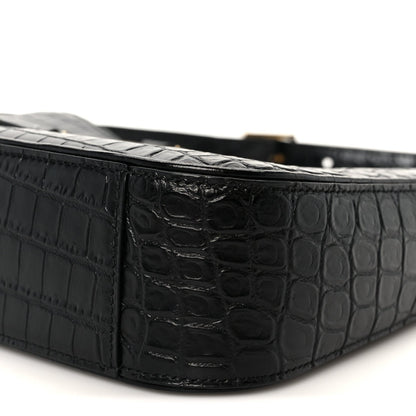 Calfskin Crocodile Embossed Le 5 A 7 Hobo Black