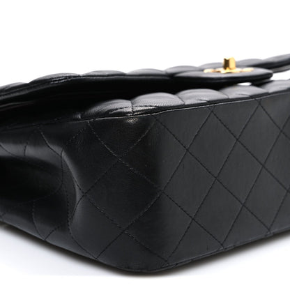 Lambskin Quilted Jumbo Double Flap Black