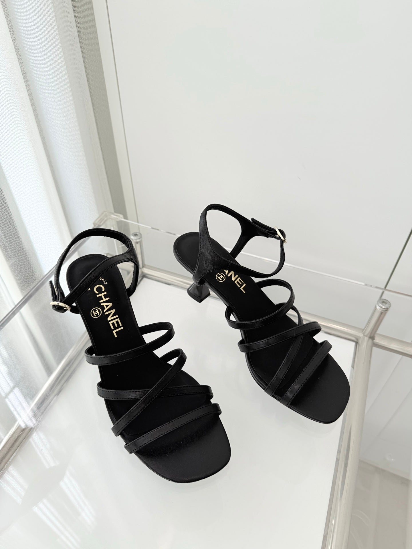 Chanel Cruise 26 Sandal 70mm Black Lambskin 597360
