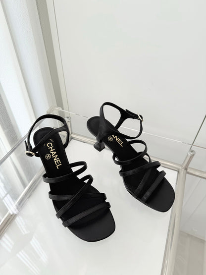 Chanel Cruise 26 Sandal 70mm Black Lambskin 597360
